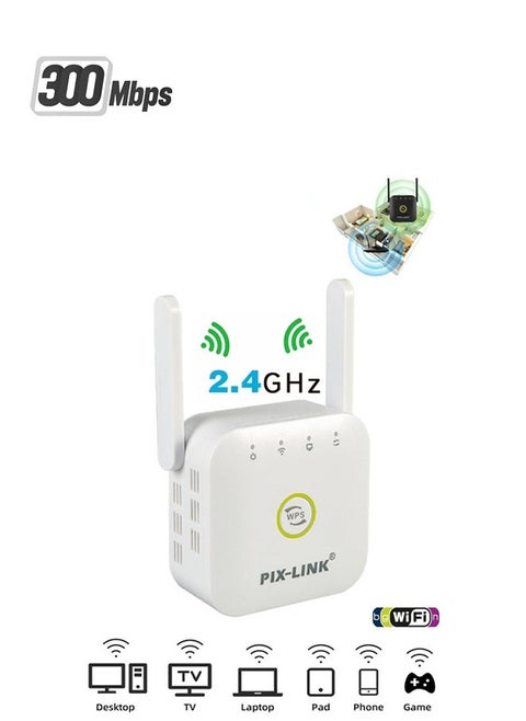 واي فاي موسع ، 300Mbps واي فاي مجموعة موسع ، 2.4 و 5GHz WPS مكرر الإنترنت ، مع منفذ إيثرنت ، ومناسبة للاستخدام المنزلي واي فاي مكرر