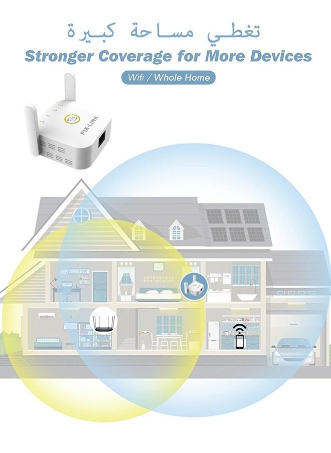 بيكسلينك واي فاي موسع ، 300Mbps واي فاي مجموعة موسع ، 2.4 و 5GHz WPS مكرر الإنترنت ، مع منفذ إيثرنت ، ومناسبة للاستخدام المنزلي واي فاي مكرر  - Image 2