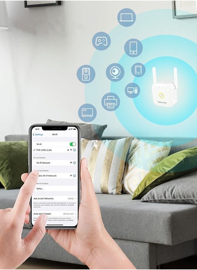 بيكسلينك واي فاي موسع ، 300Mbps واي فاي مجموعة موسع ، 2.4 و 5GHz WPS مكرر الإنترنت ، مع منفذ إيثرنت ، ومناسبة للاستخدام المنزلي واي فاي مكرر  - Image 4