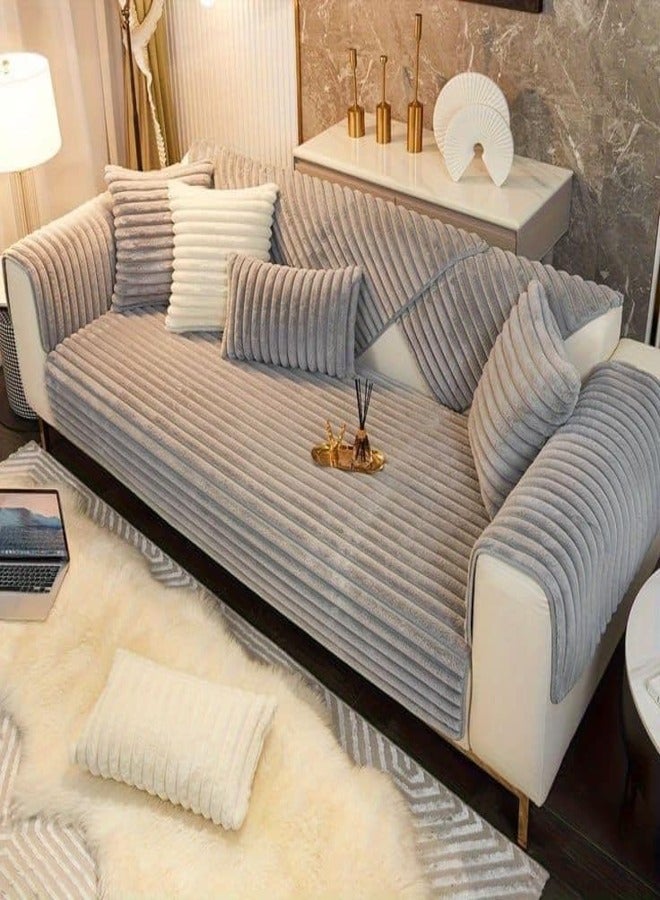 طقم مفارش ركنة فرو بابلز (فرو الارنب) - 9 قطع - رمادي فاتح - Image 2