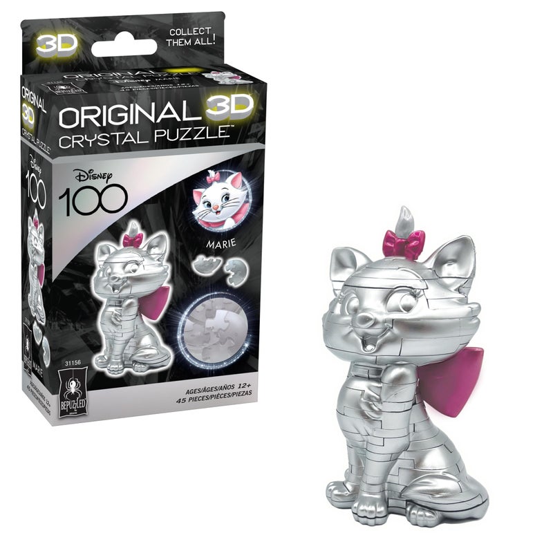 Bepuzzled, Disney Platinum Marie: Purr-fectly Charming 3D Crystal Puzzle Straight from The Aristocats, Ages 12 and Up - Image 1