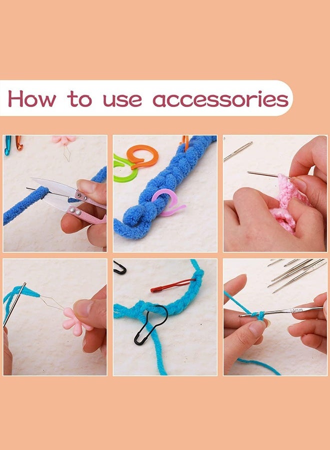 سويت لايف مجموعة خطافات الكروشيه 96 قطعة، مجموعة إبر الكروشيه مع حقيبة تخزين، خطافات الكروشيه من الألومنيوم مع علامات الغرز وإبر حادة ذات عيون كبيرة لمحبي خطافات الكروشيه ذوي الخبرة - Image 5