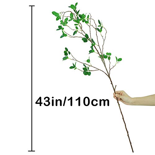 Ollain 43" Artificial Greenery Stems Plants Faux Leaf Green Eucalytus Branches Ficus Twig Fern Fake Green Bushes Shrubs for Home Party Wedding Decoration (4 Pack) - Image 2