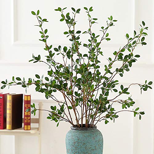 Ollain 43" Artificial Greenery Stems Plants Faux Leaf Green Eucalytus Branches Ficus Twig Fern Fake Green Bushes Shrubs for Home Party Wedding Decoration (4 Pack) - Image 5