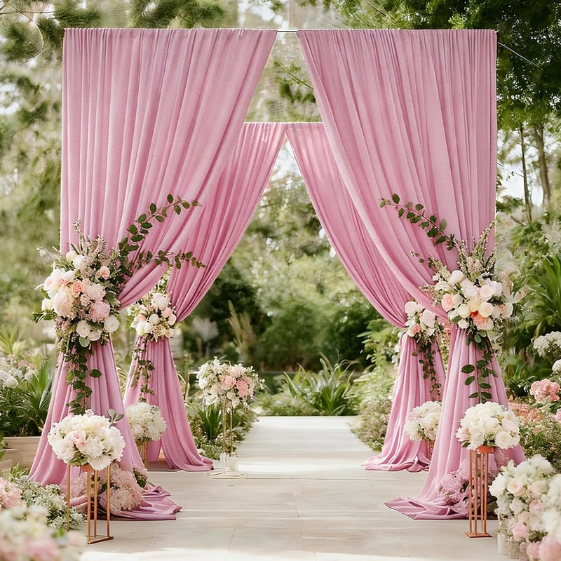 CIPAZEE Pink Curtains Backdrop for Parties, Wrinkle-Resistant Pink Photo Backdrop Curtains Drapes for Party Birthday Wedding Decoration Photography,5ft x 10ft, 2 Panels - Image 4