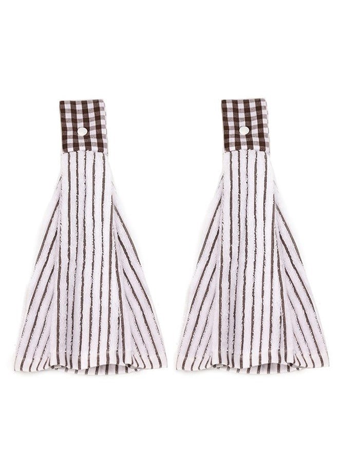 Vimeet Shopping New World Kitchen Vimeet 2 Pcs Cotton Classical Striped Towel/Absorbent Towel/Hanging Towel/Hand Towel,Brown Stripes - Image 1