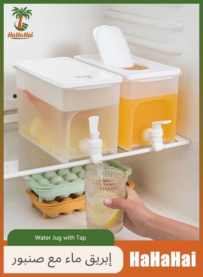 هاهاهاي 2 قطعة 4 لتر موزع مشروبات حاوية موزع مياه مع صنبور، غلاية باردة للثلاجة، إبريق ثلاجة مبرد مشروبات موزع كبير - Image 1