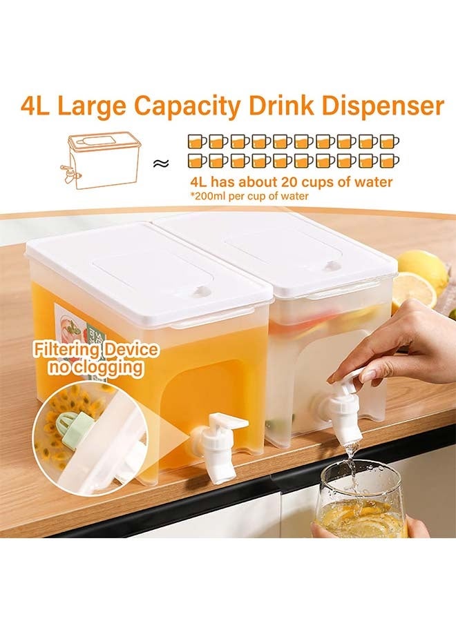 هاهاهاي 2 قطعة 4 لتر موزع مشروبات حاوية موزع مياه مع صنبور، غلاية باردة للثلاجة، إبريق ثلاجة مبرد مشروبات موزع كبير - Image 5