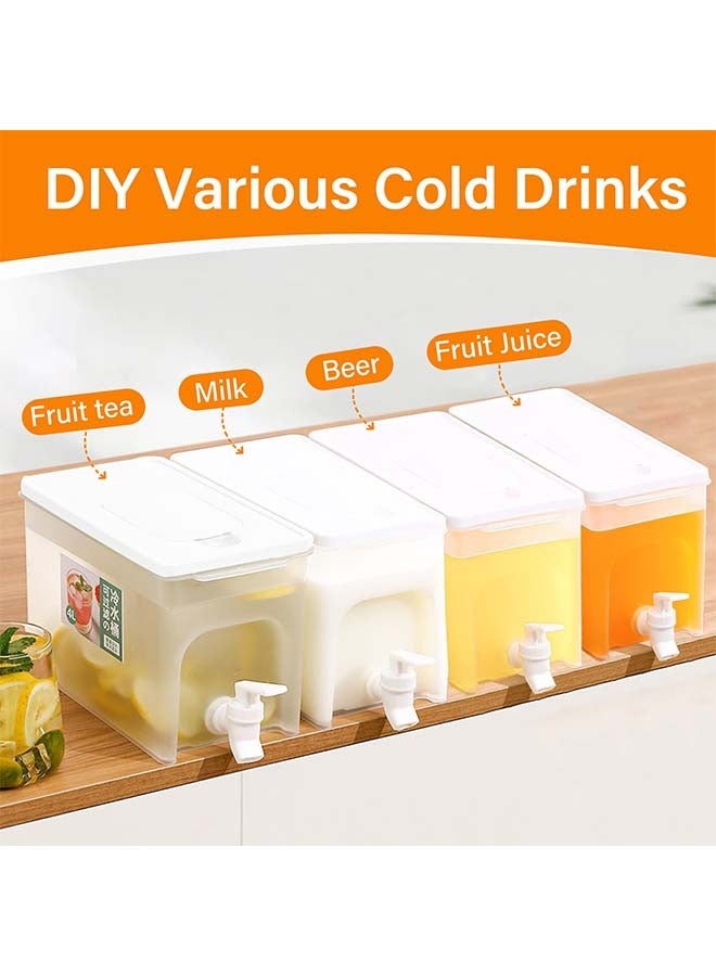 هاهاهاي 2 قطعة 4 لتر موزع مشروبات حاوية موزع مياه مع صنبور، غلاية باردة للثلاجة، إبريق ثلاجة مبرد مشروبات موزع كبير - Image 2