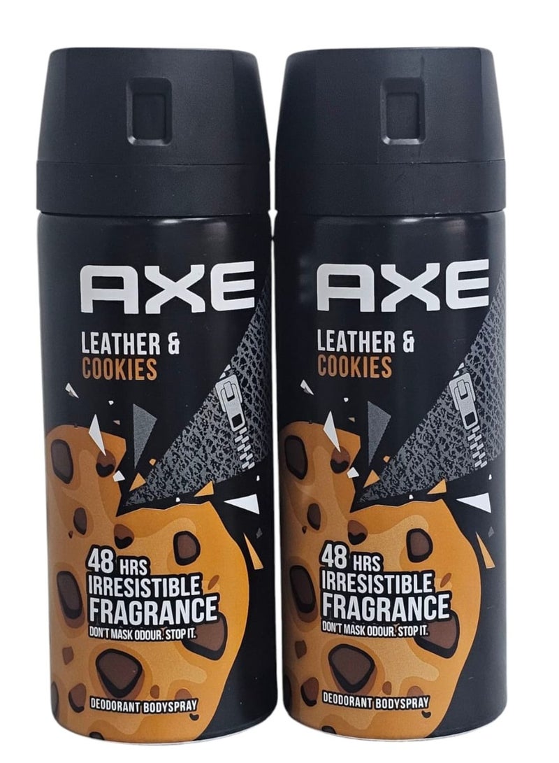 أكس بخاخ مزيل لرائحة العرق ليزر آند كوكيز لحماية من الرائحة الكريهة تدوم طويلاً لمدة 48 ساعة وبعطر لا يقاوم للرجال 150ملليلتر.عبوتين