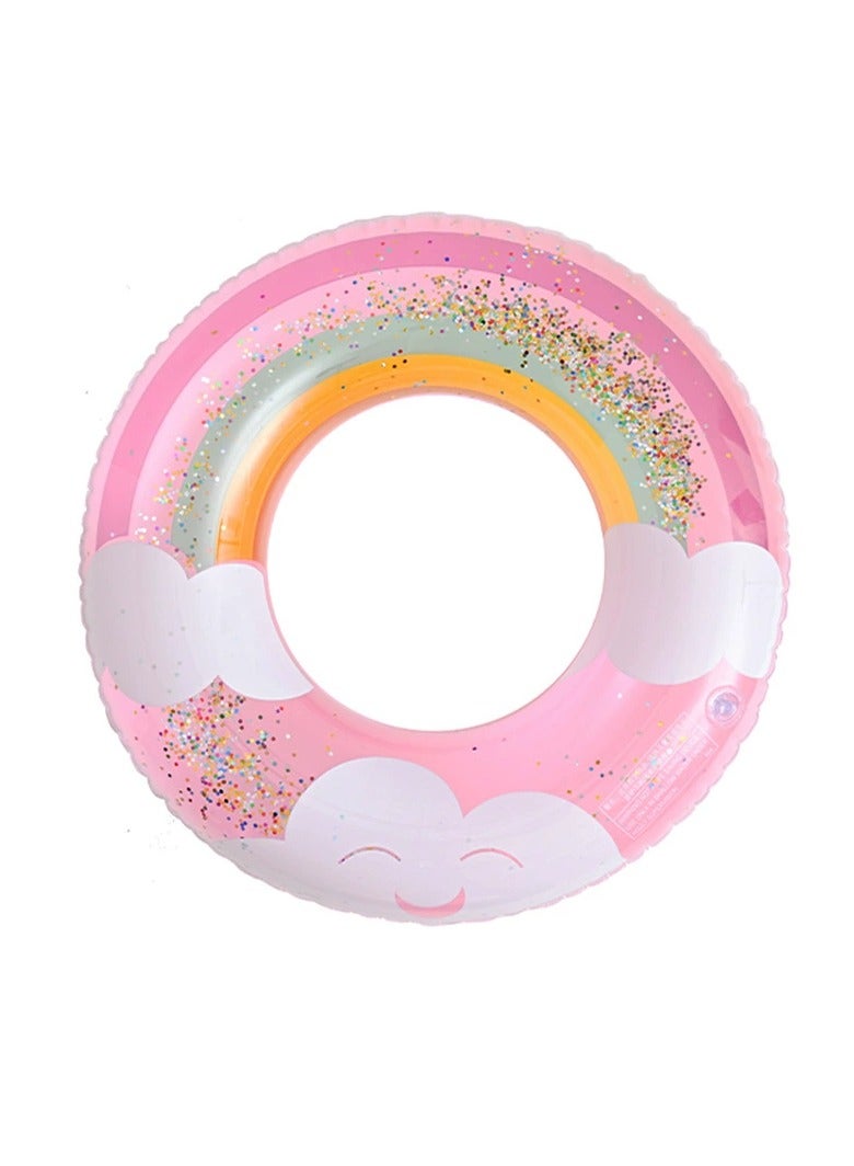 Goolsky Pink Glitter Cloud Inflatable Swim Ring – 90cm Thickened Double Airbag Float Tube for Adults - Image 1