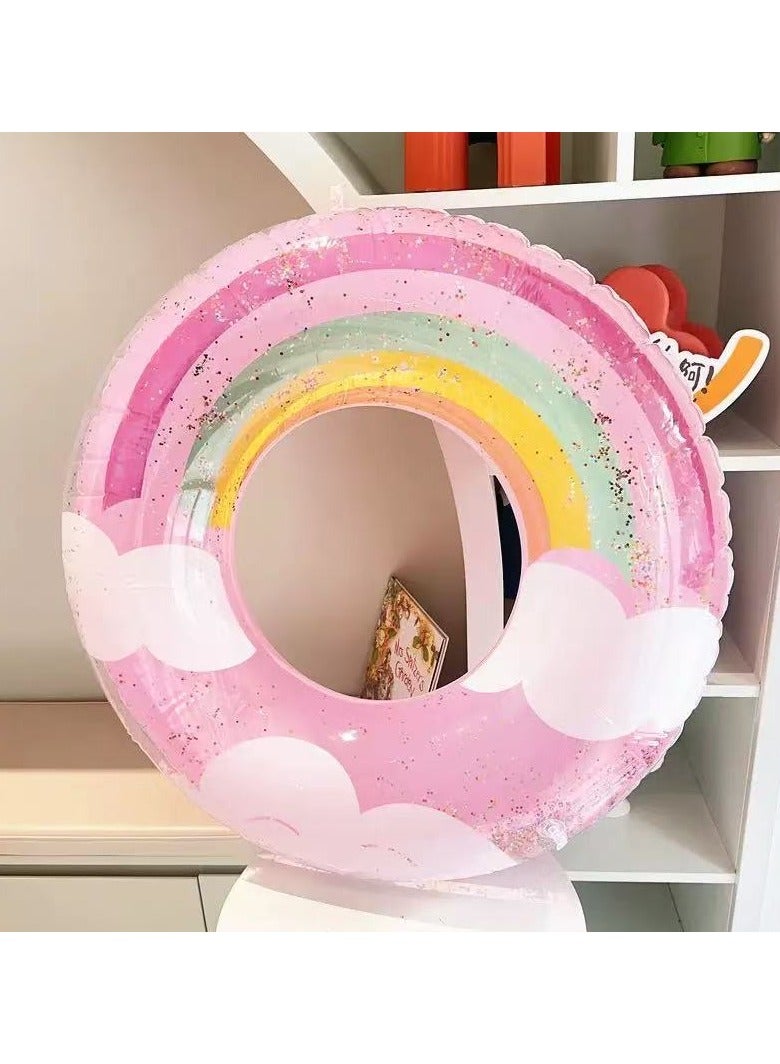 Goolsky Pink Glitter Cloud Inflatable Swim Ring – 90cm Thickened Double Airbag Float Tube for Adults - Image 2