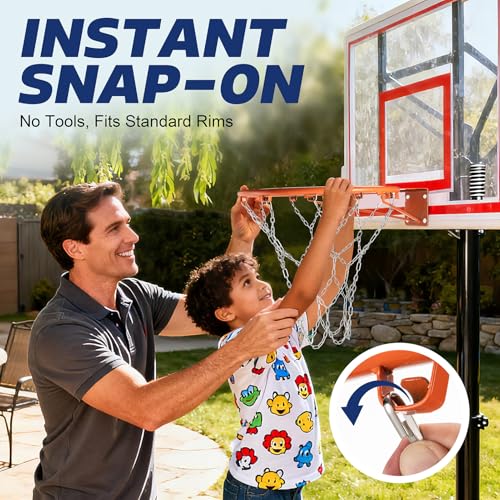 DDVLG Chain Basketball Net Replacement - 21" Heavy Duty Rust Proof Galvanized Steel, All-Weather 12 Loops with Locking S-Hooks, Quick Installation for Standard Indoor/Outdoor Hoops - Image 4