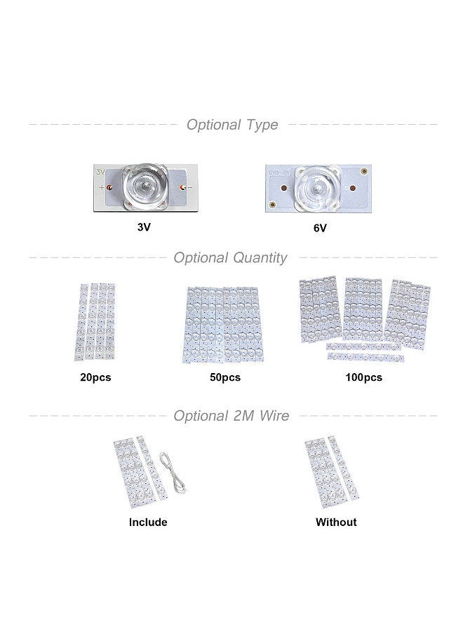 Generic - 50PCS 3V SMD Lamp for 32-65 LED TV Repair with 2M Wire Led Light Strip Parts Accessories - Image 1