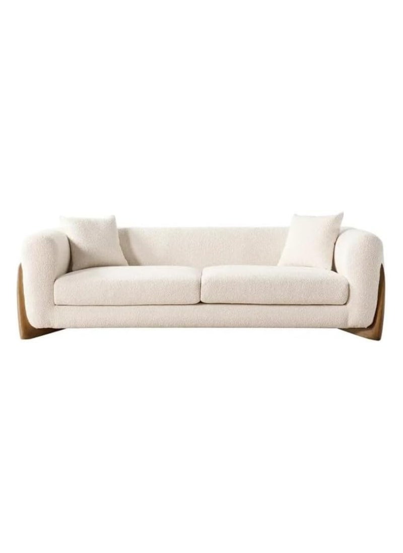 KARNAK - London Light Luxury Beige Modular Sofa Set with Pillows – Corner Modular Couch in Bouclé Fabric & Solid Wood – Modern Italian Design for Living Room, Hotel, Apartment, Hall - Image 1