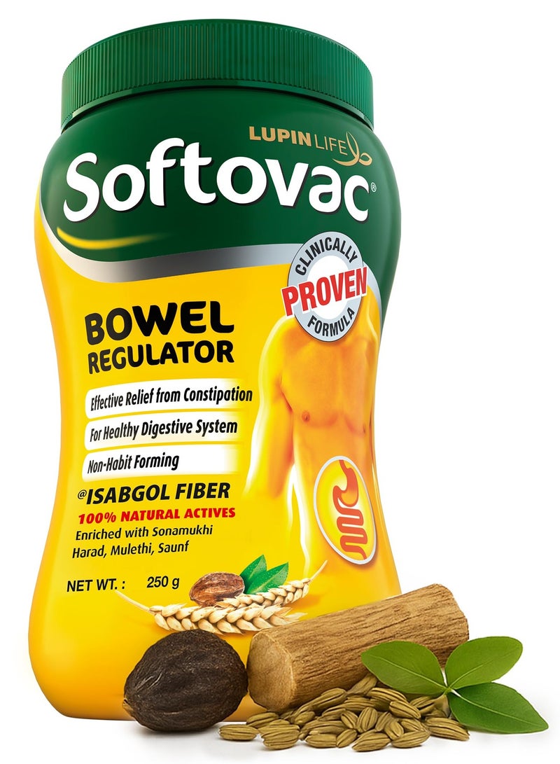 Softovac Bowel Regulator 250g - 100% Natural Actives: High Fiber Formula enriched with Sonamukhi, Harad, Mulethi, Saunf etc. - Image 1