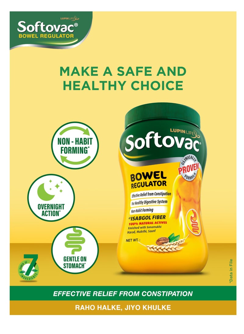 Softovac Bowel Regulator 250g - 100% Natural Actives: High Fiber Formula enriched with Sonamukhi, Harad, Mulethi, Saunf etc. - Image 2