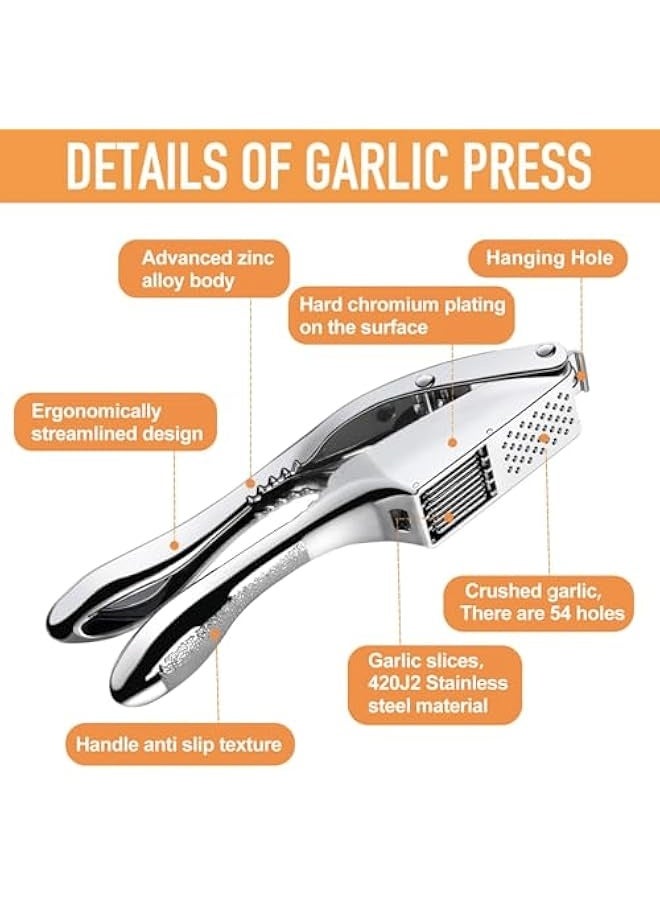 2-in-1 Garlic Press and Slicer, Effortlessly Crush, Slice, and Mince Garlic with Versatile Kitchen Tool, Ideal for Home Cooks and Professional Chefs (Silvery)  - Image 4