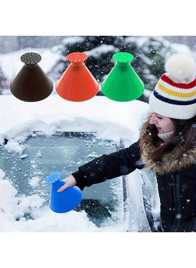2pcs Black and Blue Multi Functional Ice Scrapers Cone Shaped Deicing Tool for Car Windshield - Image 2