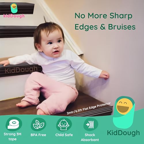 KidDough Baby Proofing Edge Protector for Kids, Furniture & Corner Guard, Rubber Protector for Kids Safety, Corner Protector for Sharp Edges, Baby Safety Products (2 mtr, Flat Edge, Black, Flat Sh) - Image 3