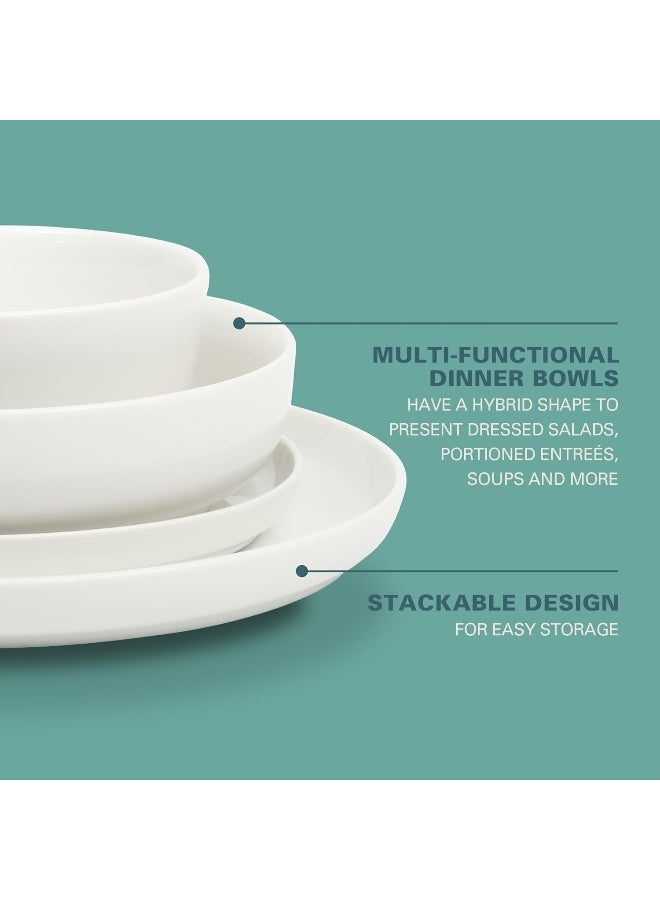 Gibson Home طقم أدوات المائدة من جيبسون هوم أوسلو من البورسلين مقاوم للخدوش والرقائق خدمة لـ 4 أشخاص 16 قطعة أطباق وأوعية بيضاء - Image 3