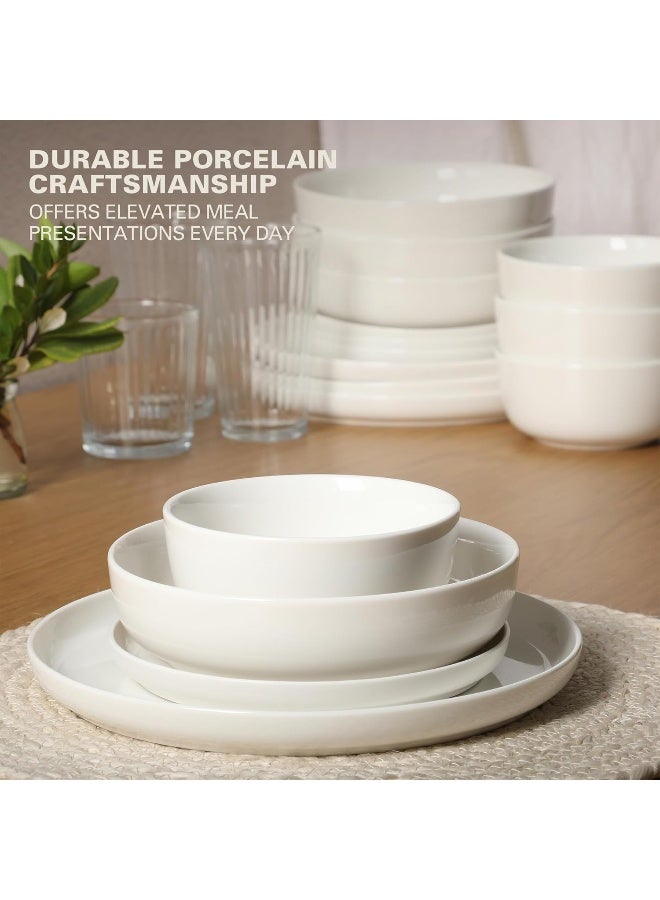 Gibson Home طقم أدوات المائدة من جيبسون هوم أوسلو من البورسلين مقاوم للخدوش والرقائق خدمة لـ 4 أشخاص 16 قطعة أطباق وأوعية بيضاء - Image 4