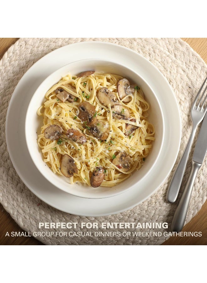 Gibson Home طقم أدوات المائدة من جيبسون هوم أوسلو من البورسلين مقاوم للخدوش والرقائق خدمة لـ 4 أشخاص 16 قطعة أطباق وأوعية بيضاء - Image 5