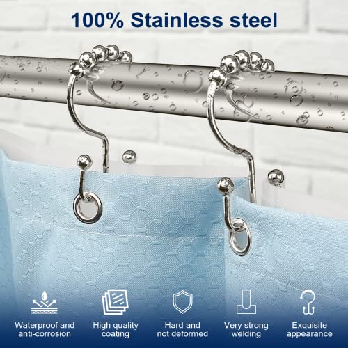 Gidse Shower Curtain Hooks,Sturdy Stainless Steel Double Sided Shower Hooks Rings for Bathroom Shower Curtain Rods Curtains Set of 12 Hooks - Nickel - Image 2