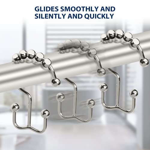 Gidse Shower Curtain Hooks,Sturdy Stainless Steel Double Sided Shower Hooks Rings for Bathroom Shower Curtain Rods Curtains Set of 12 Hooks - Nickel - Image 5
