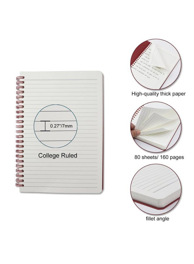 Aacehlh 5 Pack Spiral Notebooks 8.3" x 5.7", 80 Sheets College Ruled Notebook with Plastic Waterproof Cover, 100GSM Thick Paper, A5 Lined Journal for Office, School,Home - Image 3