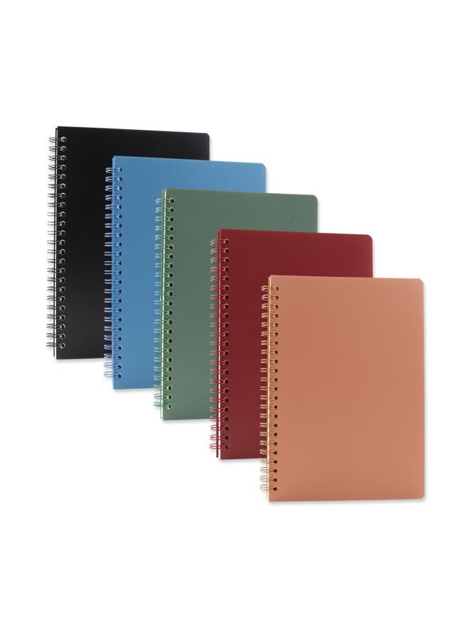 Aacehlh 5 Pack Spiral Notebooks 8.3" x 5.7", 80 Sheets College Ruled Notebook with Plastic Waterproof Cover, 100GSM Thick Paper, A5 Lined Journal for Office, School,Home - Image 1