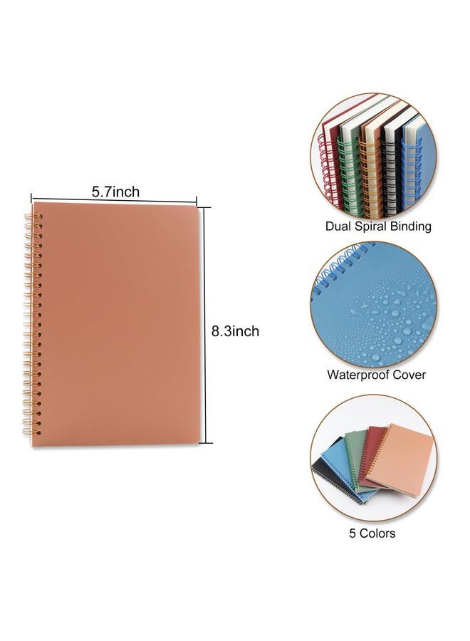 Aacehlh 5 Pack Spiral Notebooks 8.3" x 5.7", 80 Sheets College Ruled Notebook with Plastic Waterproof Cover, 100GSM Thick Paper, A5 Lined Journal for Office, School,Home - Image 2