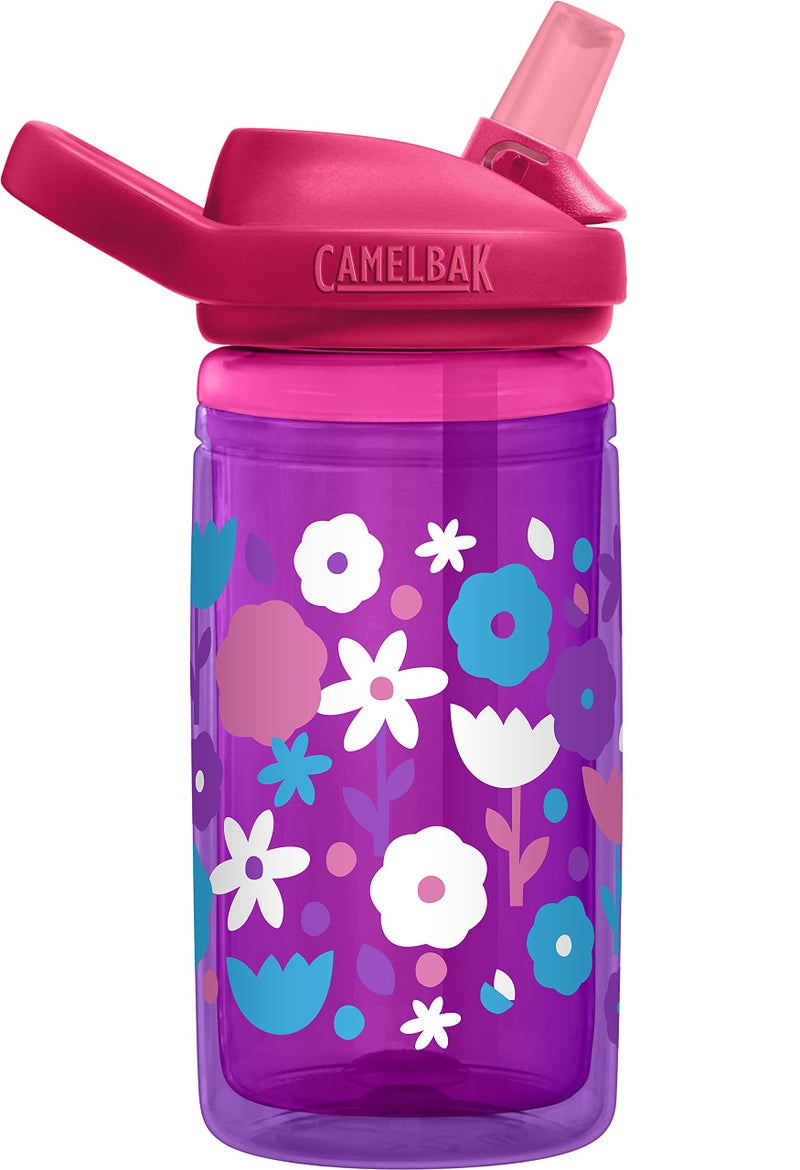 CamelBak Eddy+ Kids Bite Valve Straw Insulated Stainless Steel Water Bottle Flower Power, 14oz - Image 2