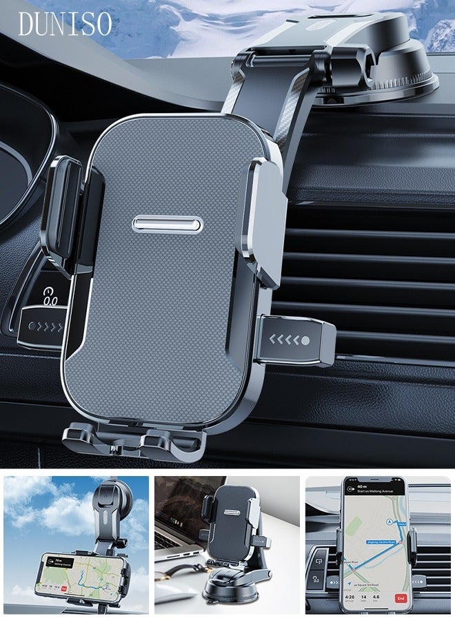 DUNISO Universal Phone Holder for Car Powerful Suction Hands-Free Cell Phone Mount Car Phone Holder for Car Dashboard Windshield Air Vent Compatible for All Smartphones - Image 1