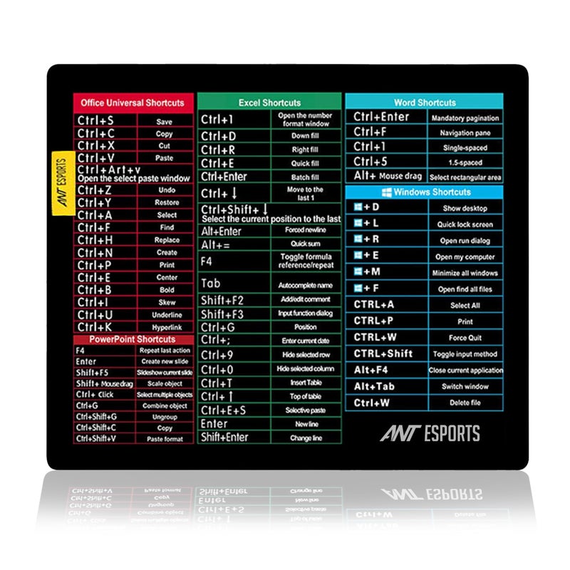 ANT Esports لوحة فأرة Ant Esports Lapi MousePad 260X210X3mm بخياطة مقاومة للتآكل، ورقة اختصارات عالمية، سطح مقاوم للماء وقاعدة مطاطية غير قابلة للانزلاق مع حواف مخيطة للفأرة للابتوب، متوافقة مع الفأرات الليزرية والبصرية - Image 5