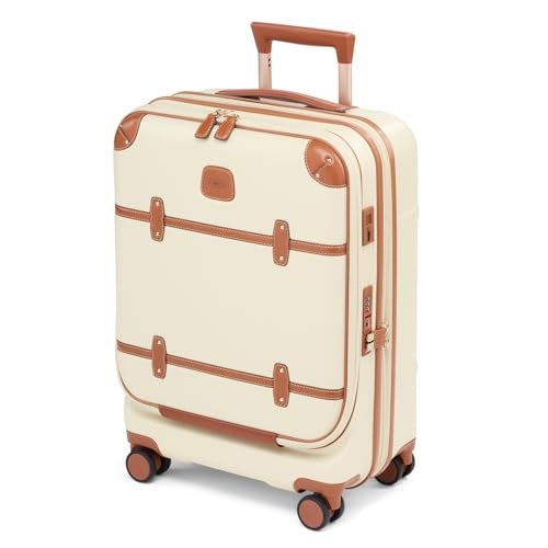 Bric's Brics Bellagio 30 Spinner Trunk Airline Approved Luxury Hardshell Carry On Luggage with Large Wheels Telescopic Handle Leather Detailing Expandable Rolling Suitcase 21 With Pocket Cream - Image 1