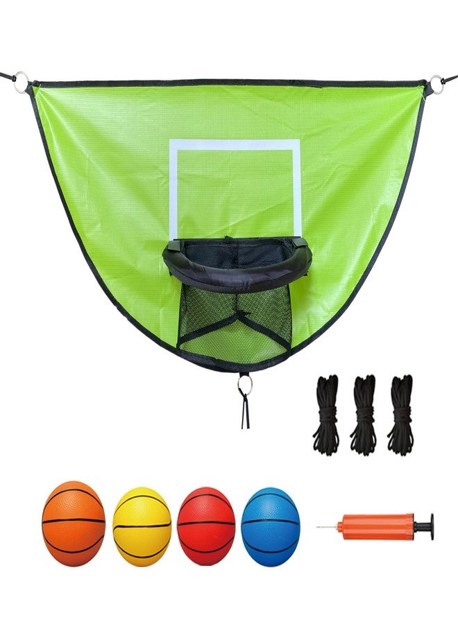XATAMIO Trampoline Basketball Hoop, with Pump and 4 Mini Balls, Easy to Install, Universal Trampoline Accessories, Indoor & Outdoor Game (Green) - Image 1