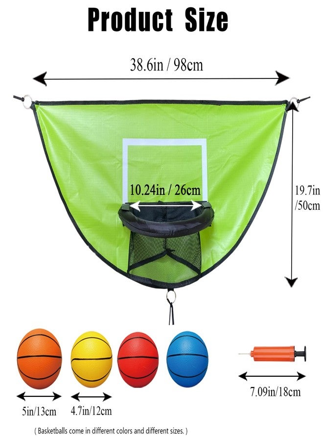 XATAMIO Trampoline Basketball Hoop, with Pump and 4 Mini Balls, Easy to Install, Universal Trampoline Accessories, Indoor & Outdoor Game (Green) - Image 4