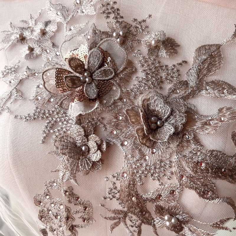 gelvs Blossom 3D Flower Applique Beaded Sequined Embroidery Lace Patch Sewing for Party Dress Wedding Gown - Image 3