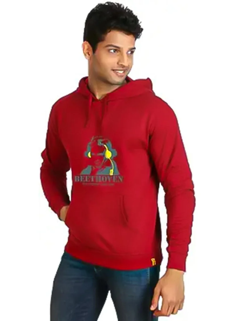 كامبوس سوترا هودي رجالي مطبوع عليه بيتهوفن باللون الأحمر الوردي