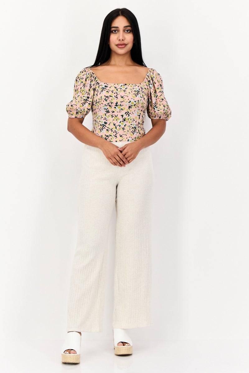 ONLY Women Square Neck Short Sleeve Allover Print Crop Top, Multicolor - Image 3