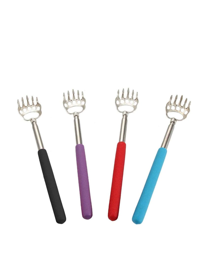 Back Scratcher Novelty Gift Handheld Portable Stainless Steel Telescopic Self Massager for Those Difficult to Reach Itches people Bear Claw 4 Pcs - Image 1