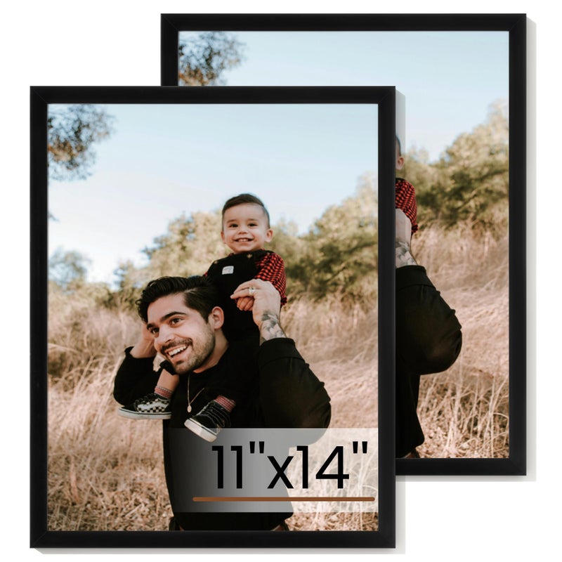 Heimlove with Mat to Display 11x14 Picture,Plastic Black Photo Frame for Poster,Diploma,Certificate and Document Wall Decor - Image 1