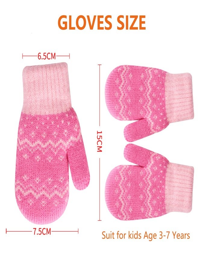 XuoAz Kids Winter Knit Mittens for Baby Toddler Boys Girls Sherpa Lined Warm Gloves Thick Thermal Gloves with String - Image 2