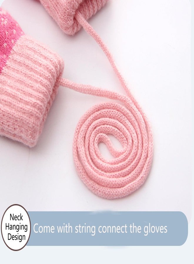 XuoAz Kids Winter Knit Mittens for Baby Toddler Boys Girls Sherpa Lined Warm Gloves Thick Thermal Gloves with String - Image 5