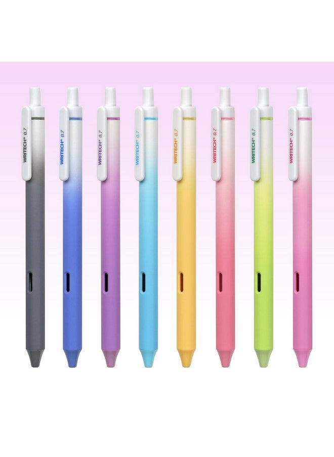 WRITECH Gel Pens Fine Point: Retractable Assorted Color Ink Pen Smooth Writing 8Ct Multi Colored 0.7Mm Medium Point For Journaling Coloring No Bleed & Smudge & Smear Gradient Barrel  - Image 1