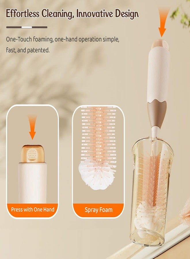 StarAndDaisy Baby Bottle Cleaning Brush Set with Silicone Bristle, 360° Cleaning Bottle Brush with 500 ML Bottle Cleaner & Long Handle, Easy to Clean Narrow & Wide Neck Bottles - Brown Beige - Image 4