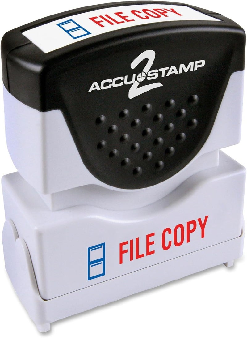 AccuStamp2 File Copy Stamp, Shutter Pre-Inked One-Color File Copy Stamp, 1/2" x 1 5/8" Impression, Red Ink - Image 1