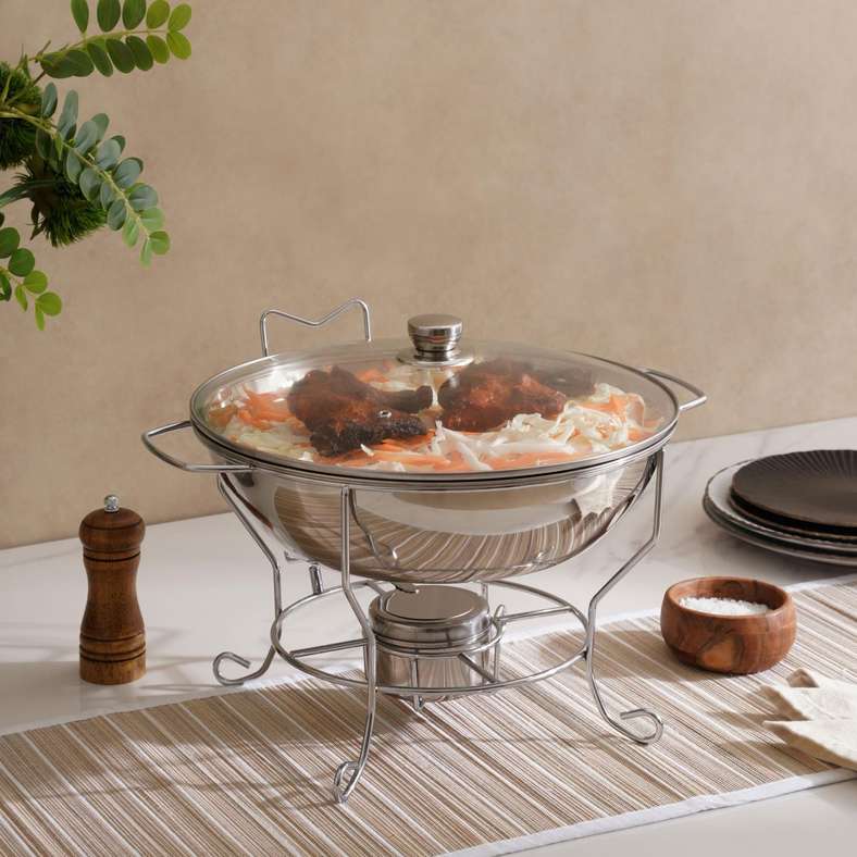 طبق شافينغ كالد مع غطاء 8 لتر - كروم