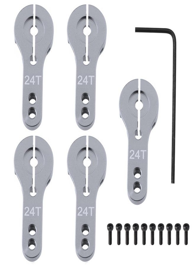 Hobbypark 5-Pack Metal 24T Aluminum Servo Horn M3 for Hitec Steering Arm RC Car Plane Parts - Image 1